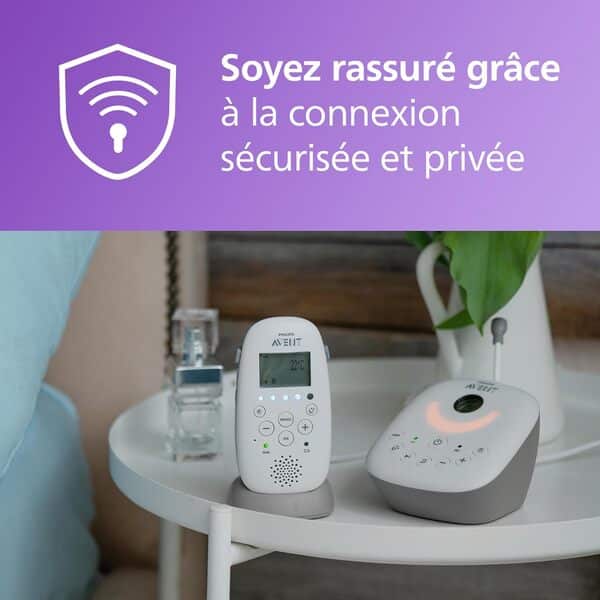 Philips Avent DECT - Écoute-bébé Audio avec veilleuse à Projection d'étoiles, berceuses, Conversation bidirectionnelle, portée de 330 m, autonomie de 24 h, Mode Nuit, modèle SCD733/26