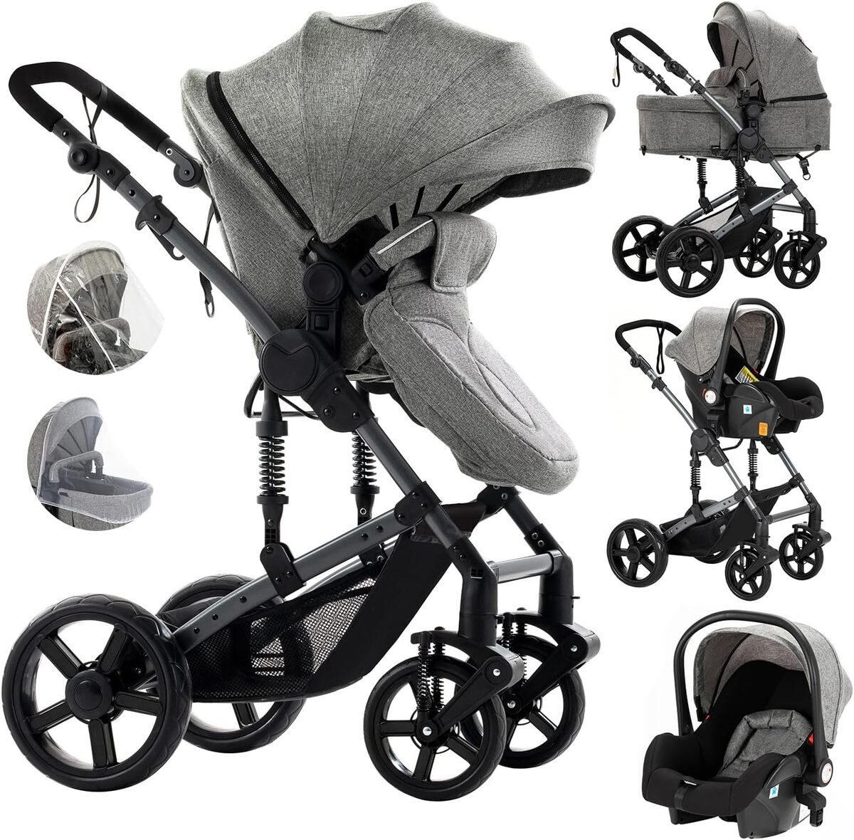 Test de la poussette 3 en 1 Aveainelle 588 Grey : compacte et polyvalente