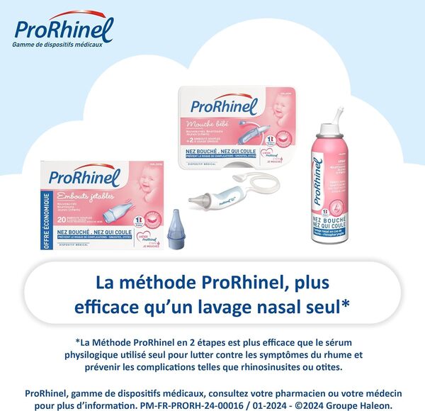 Prorhinel Coffret Fidélité Maman, Contient Un Mouche Bébé et 3 Boites d'Embouts Jetables, Doux Hygiénique, Fabriqué en France