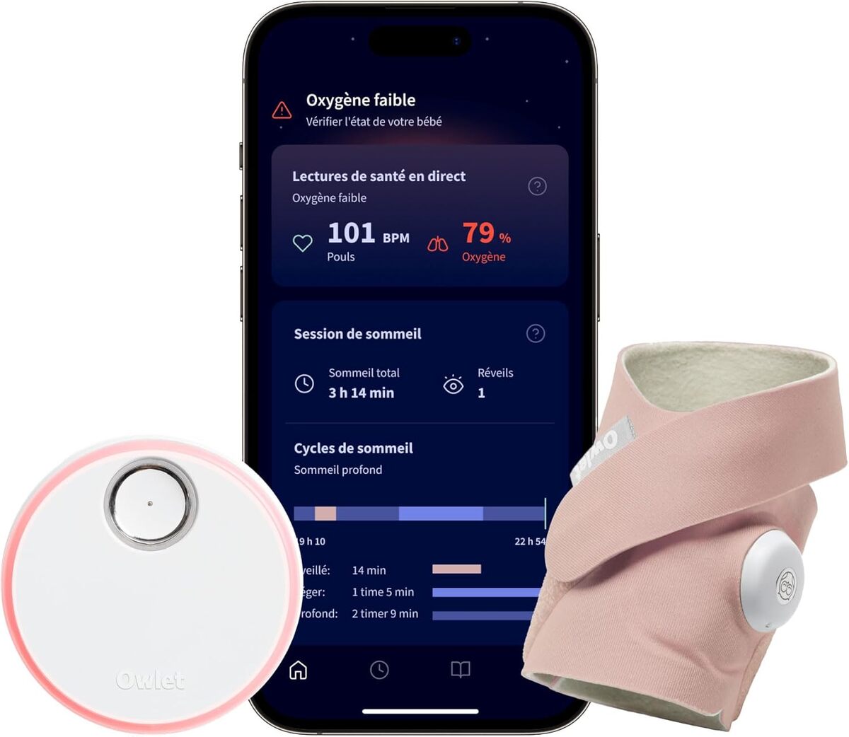 Test du Owlet Dream Sock : surveillance intelligente pour bébé en Dusty Rose