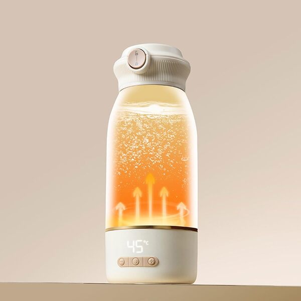 Chauffe-biberon Portable, Chauffe-Lait Portable 500 Ml, Chauffe-biberon de Voyage Rechargeable à Température Constante, Chauffe-biberon sans Fil pour Lait Maternel ou Préparation