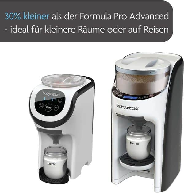 Baby Brezza - Formula Pro Mini préparateur automatique de biberons – Dosage et mélange de l'eau chaude et du lait en poudre sur simple pression d'un bouton, blanc