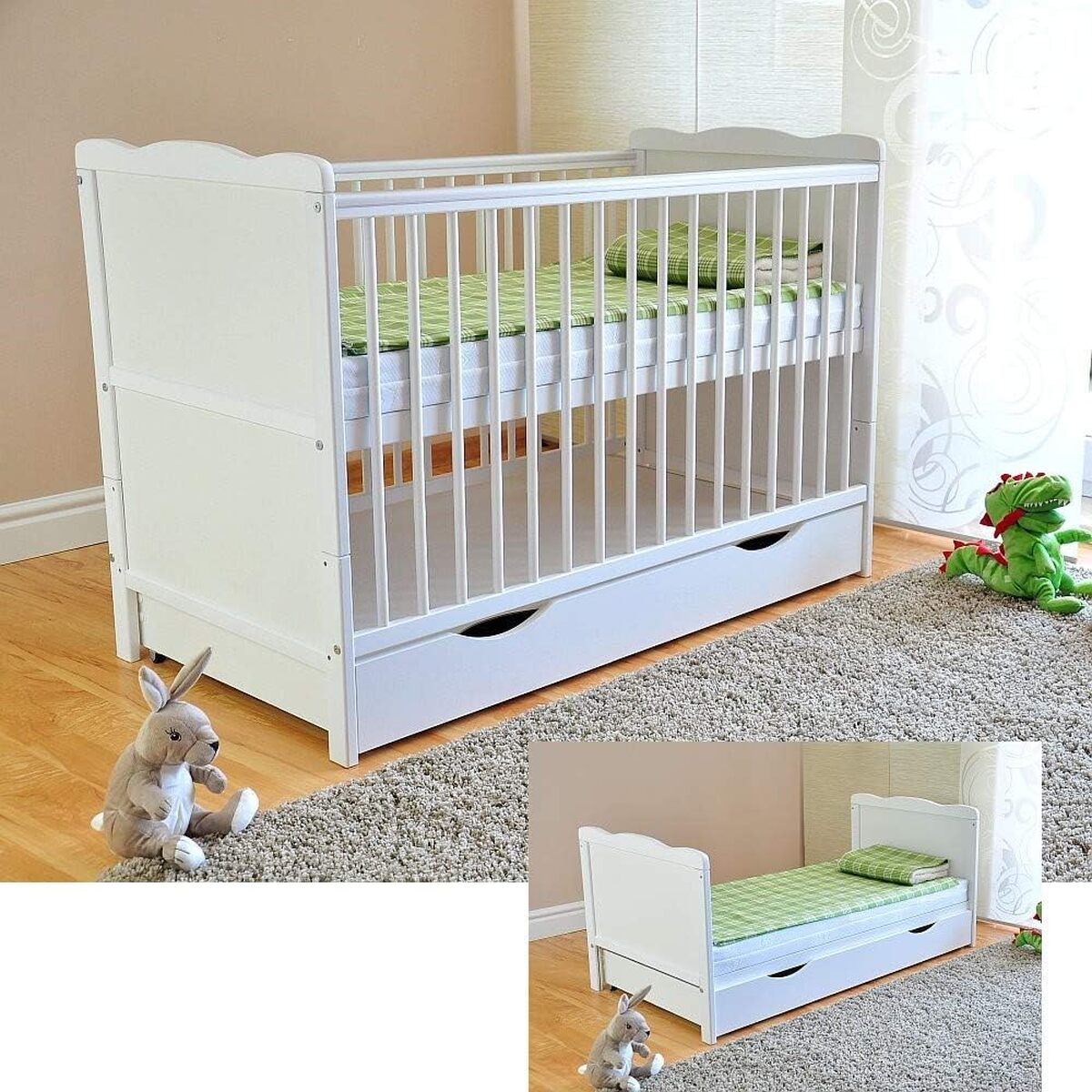 Test du lit bébé transformable avec tiroir et matelas Aloe Vera