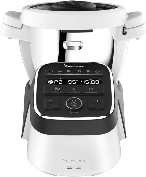Moulinex Companion XL Robot cuiseur multifonction, 4,5 L, 14 modes de fonctionnement, 1550 W, Recettes illimitées, Silencieux, Fabriqué en France, Gris ardoise HF80C800