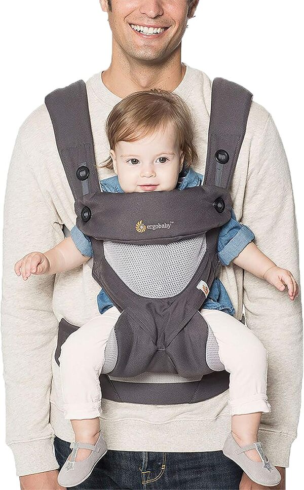 Ergobaby Porte-Bébé 360 Cool Air Mesh Carbon Grey, Nacelle Ergonomique 4 en 1 Système jusqu'à 20 kg