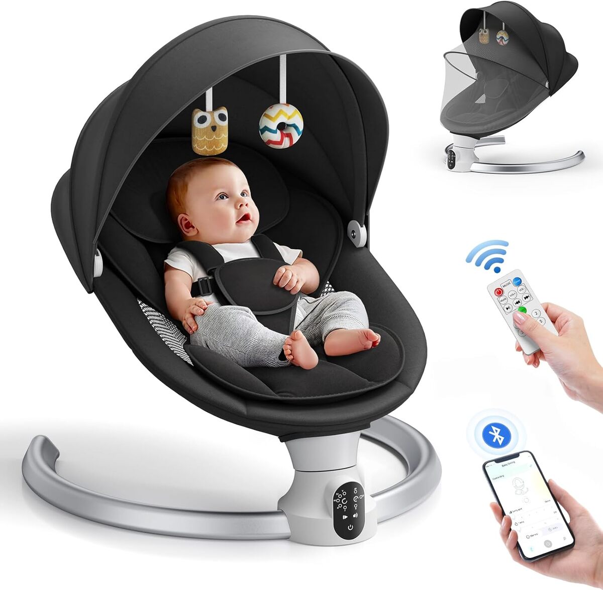Test de la balancelle bébé connectée BlundiQue en noir