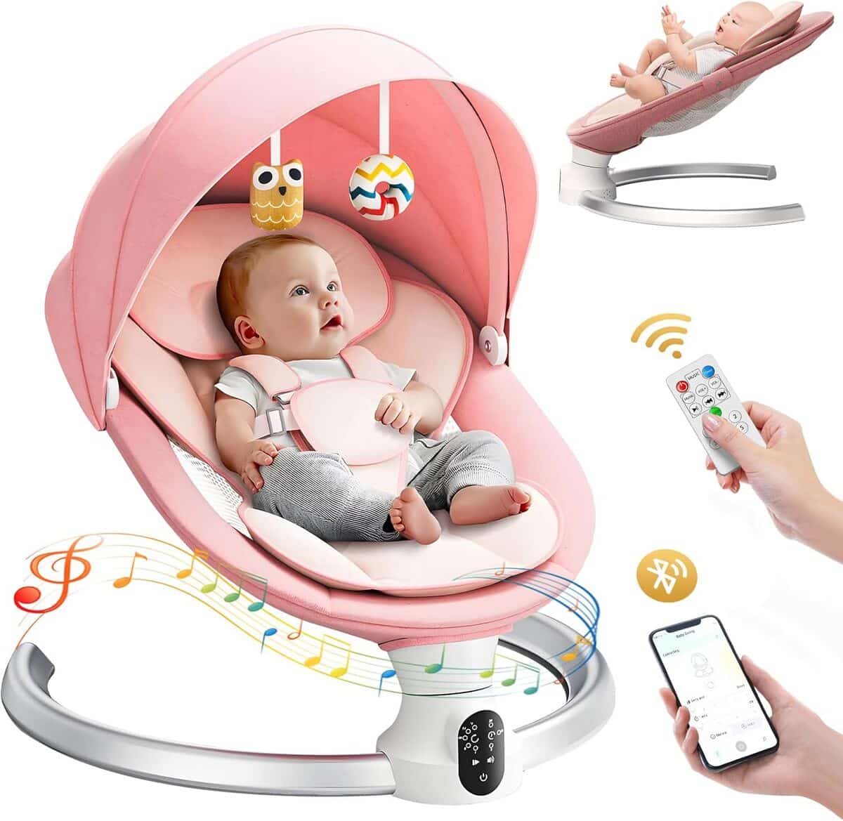 Test : transat électrique bébé Brolteja avec Bluetooth et 5 vitesses de balancement
