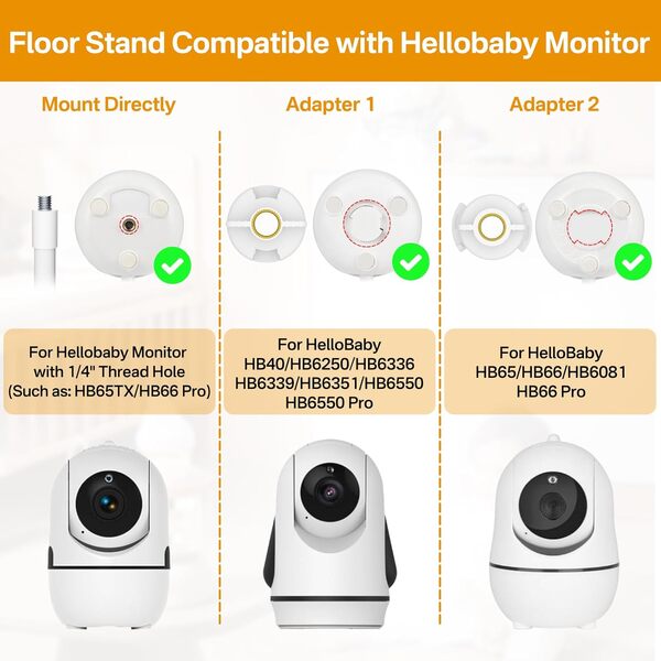 Support de moniteur de bébé réglable en hauteur pour support de moniteur Hello Baby HB6550/HB65/HB66/HB248 – Support de moniteur de sol flexible pour support de caméra Hellobaby Baby avec col de cygne