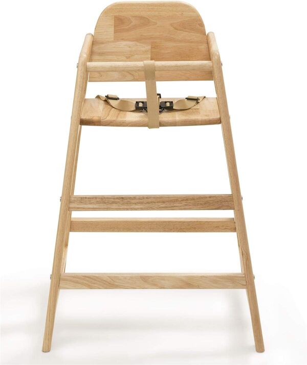 Safetots Lot de 2 Chaises Hautes en Bois Facilement Empilables, pour Bébés et Tout-Petits, Idéales pour Maison ou Restaurant, Gain de Place, Couleur Bois Naturel