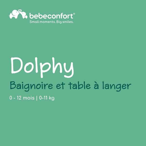 Bebeconfort Dolphy, Baignoire & Table à Langer Bébé, 0-12 Mois (max. 11 kg), Facile à Déplacer avec 4 Roulettes, Compartiments, Matelas Rembourré, Drainage Facile de la Baignoire, Grey Mist