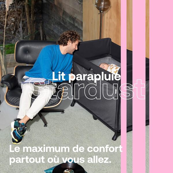 Bugaboo Stardust: Lit Parapluie Compact avec Matelas, se Déplie en 1 Seconde, avec Sac de Transport, 0–4 Ans, Noir
