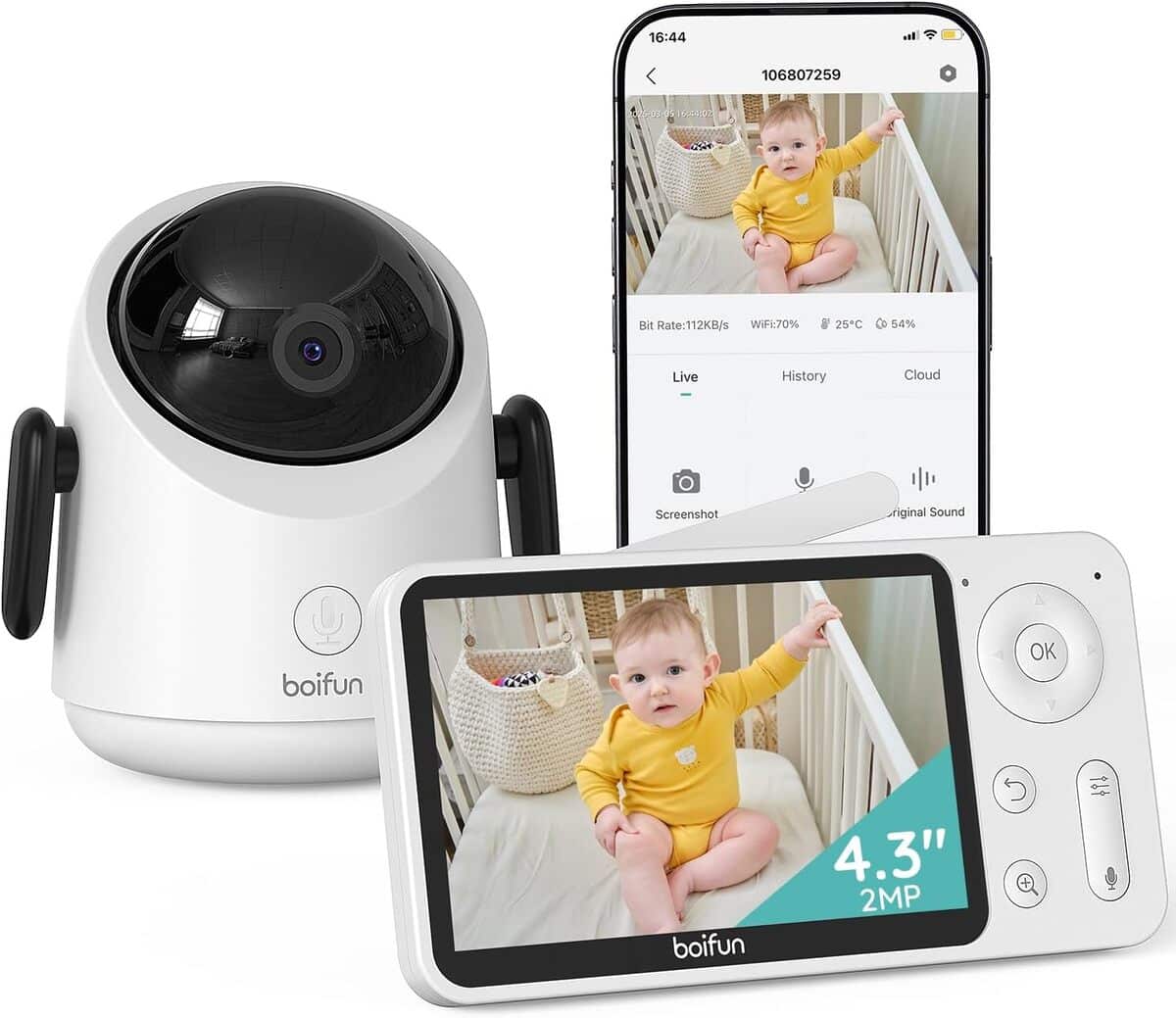 Test du babyphone Boifun caméra 1080P : suivi auto et rotation 360°