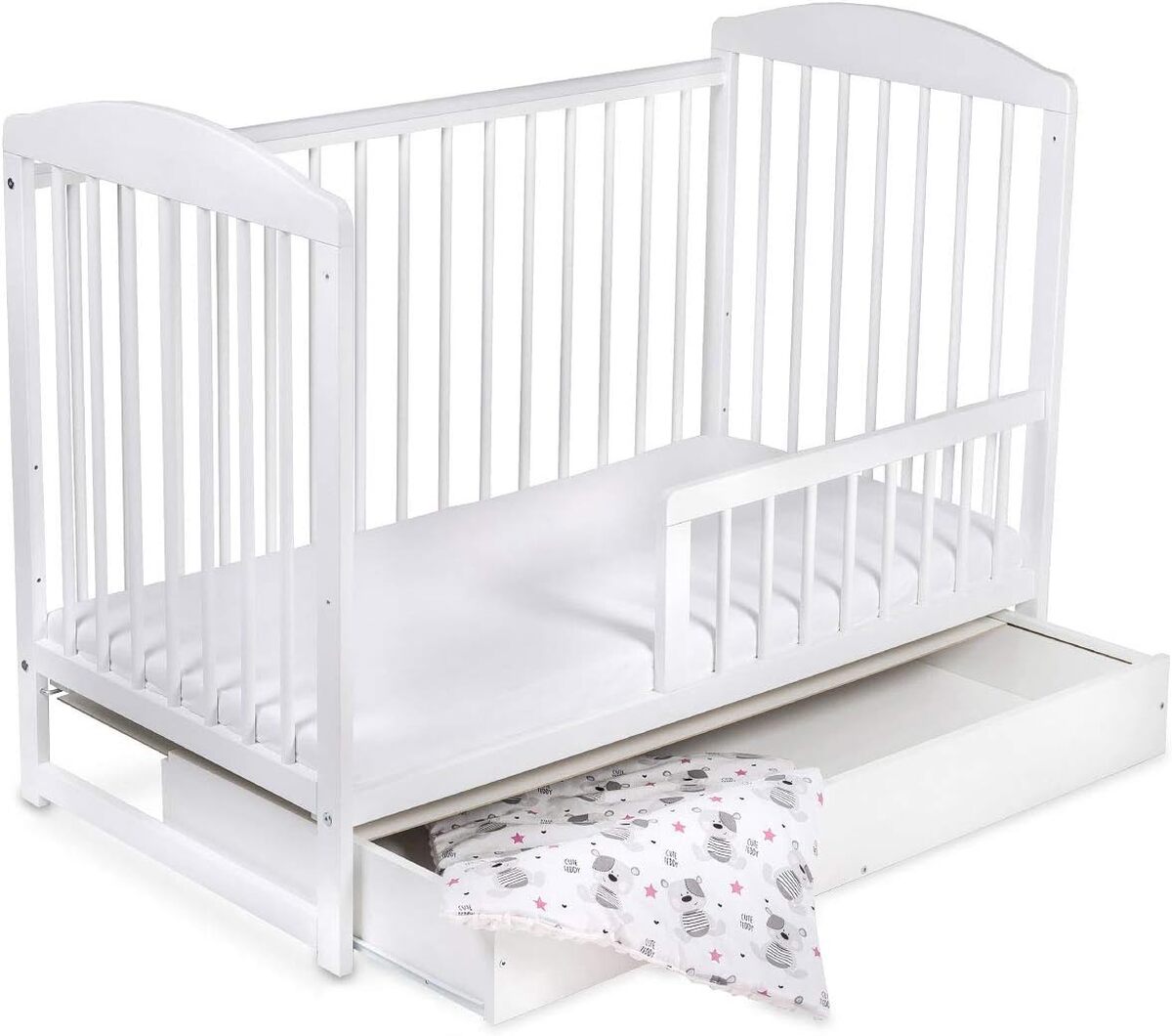 Test du lit bébé évolutif TOMI 15 avec matelas et tiroir