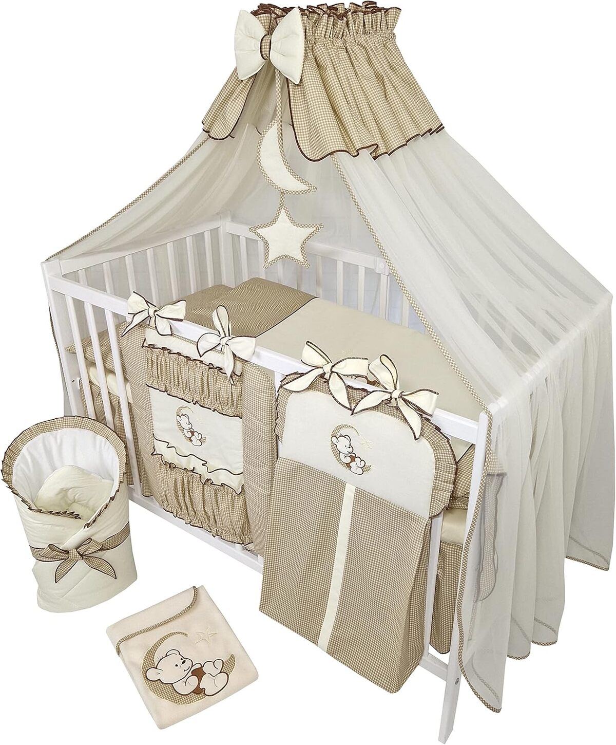 Test du set complet Bello24 Ourson Lune pour lit bébé en bois massif