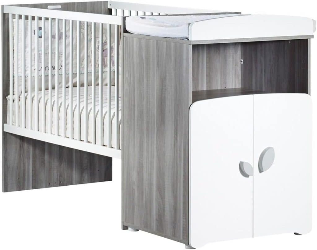 Test : lit combiné évolutif bois gris 120x60 en 90x190