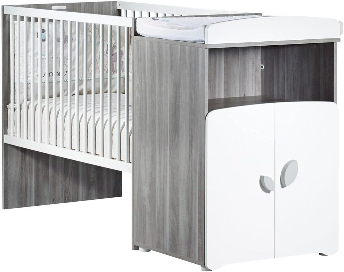 Test : lit combiné évolutif bois gris 120x60 en 90x190