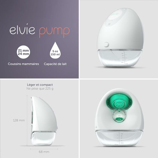 Elvie Pump | Tire-lait Électrique Mains Libres | Coussin mammaire de 24mm/28mm | Tire-lait Portable | Adaptable aux soutiens-gorge | Sans Tubes ni Câbles | Silencieux et Discret