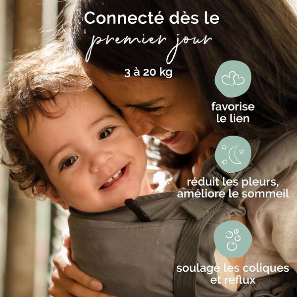 Boba X Porte-bébé – Évolutif de la naissance à la petite enfance, Porte-bébé ergonomique 2-en-1 avec bretelles croisables (Gris)