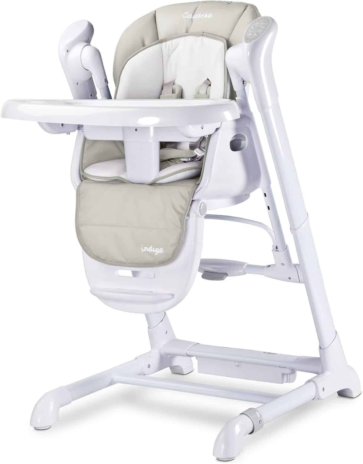Test de la chaise haute TERO-761 avec balançoire Indigo Gris