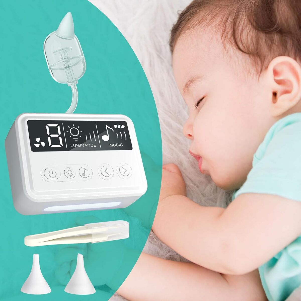 Test de l'aspirateur nasal électrique bébé : 9 niveaux et veilleuse apaisante
