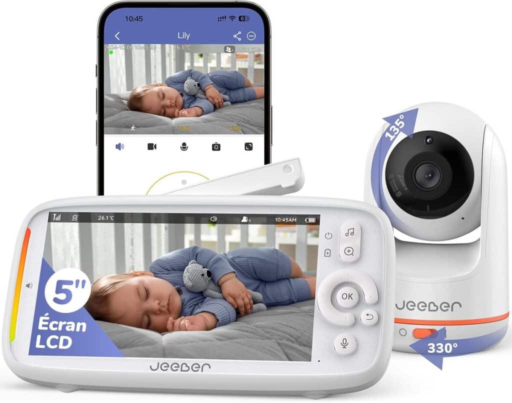 Test du babyphone jeeber : caméra 2K, écran 5", vision nocturne et plus