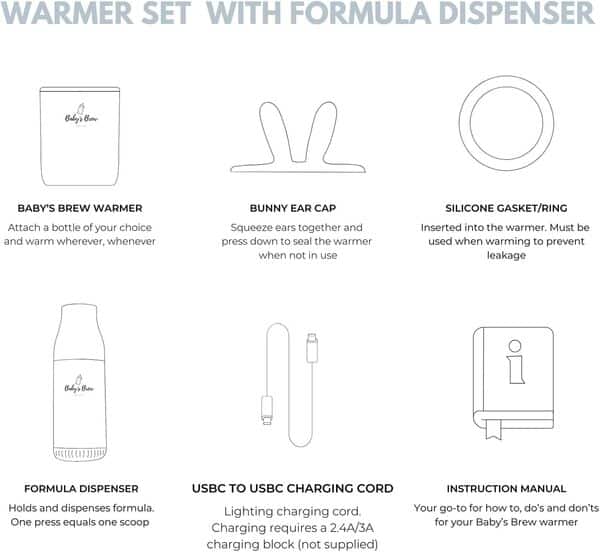 Baby's Brew Chauffe-biberon portable Pro – Chauffe-lait pour lait maternel ou préparation, design anti-fuite, facile à transporter, sans fil, alimenté par piles, autonomie de 8 à 12 heures, ensemble