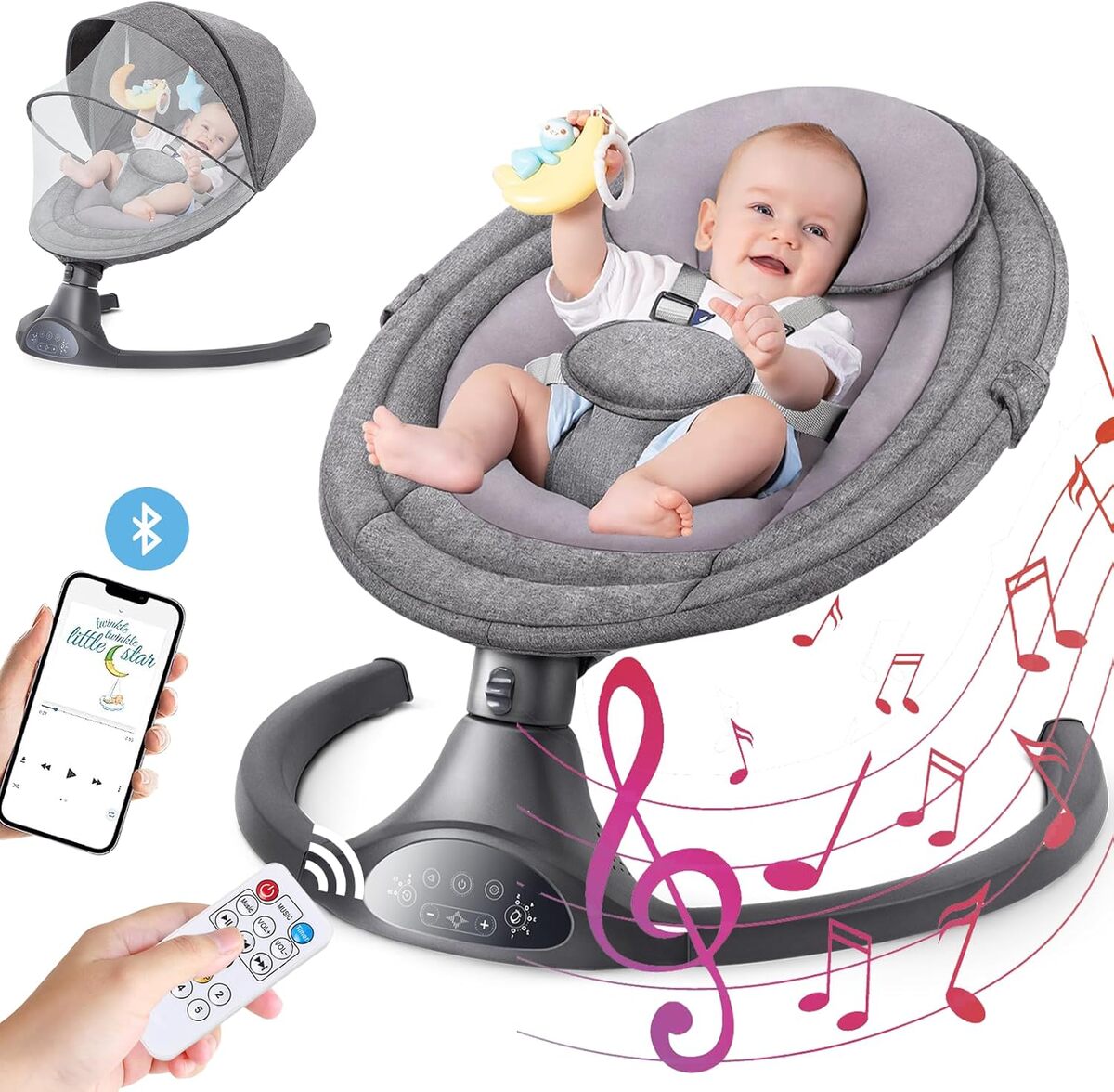 Test : balancelle bébé électrique HEMUYT, 5 vitesses et bluetooth