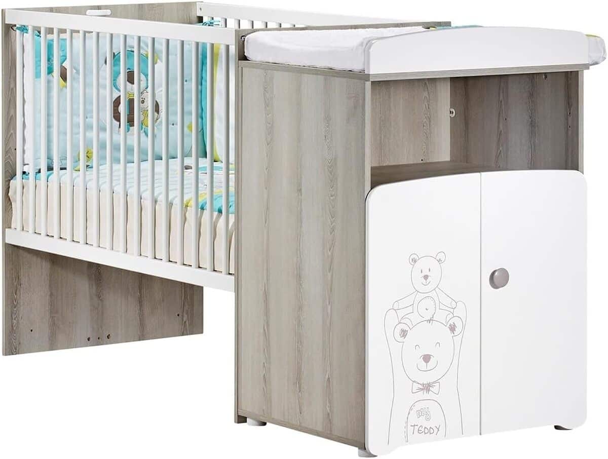 Test du lit combiné évolutif 120x60 en 90x190 bois blanc