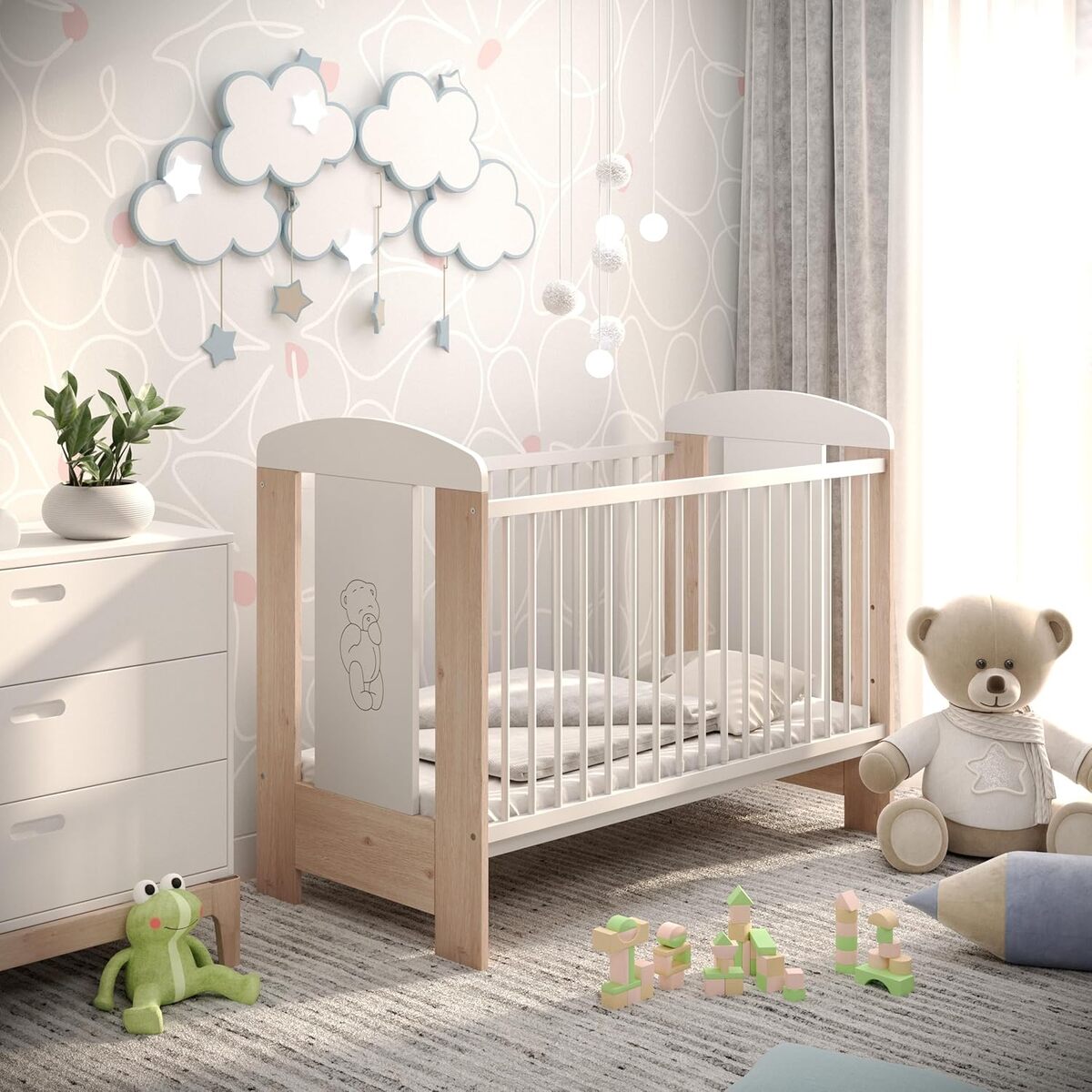 Test lit bébé LCP Kids 120x60 cm blanc avec matelas réglable