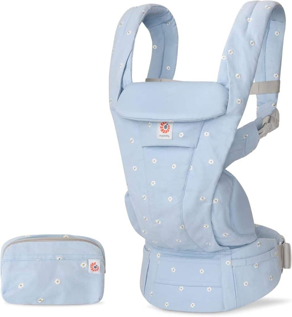 Test Ergobaby Omni Deluxe : porte-bébé ergonomique 4 positions Serene Blue Flowers
