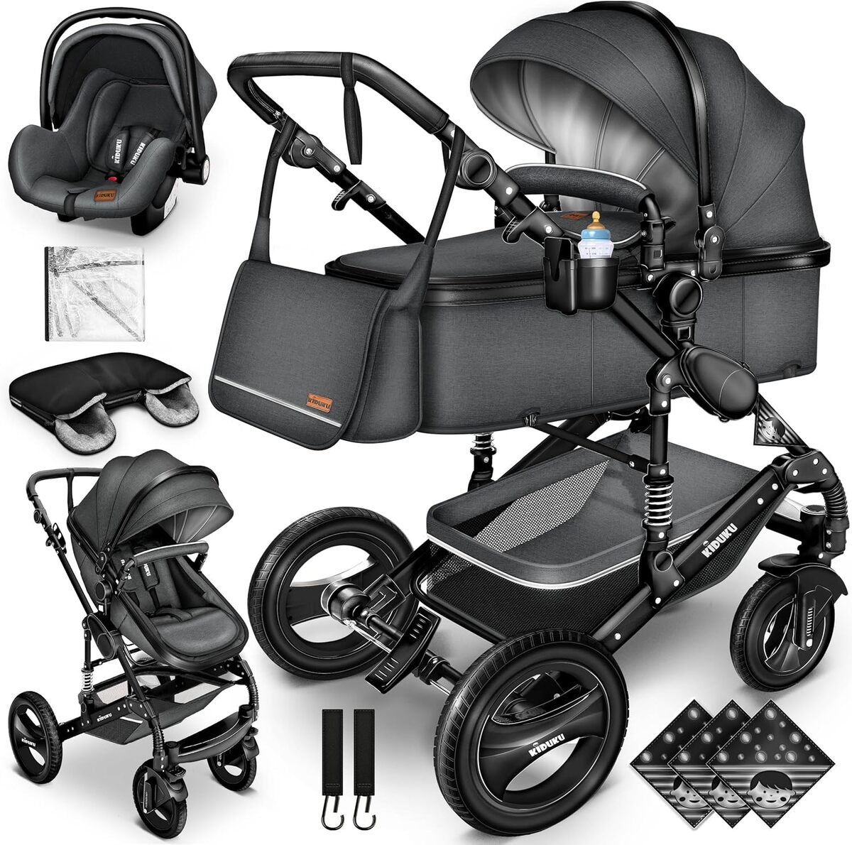 Test : poussette combinée 3 en 1 Kiduku pour un voyage serein